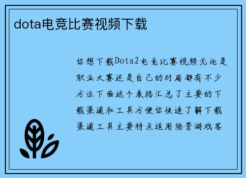 dota电竞比赛视频下载